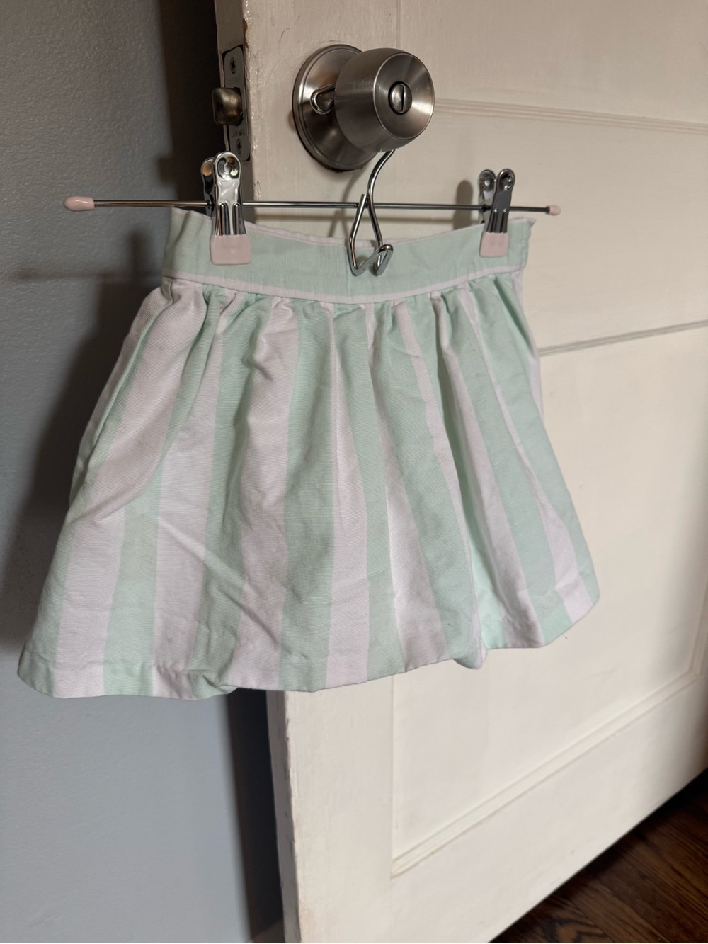 Janie and Jack Striped Mint and White Pleated Toddler Skirt